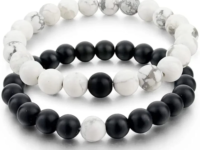 Couple Bracelet - Black & White Natural Stone