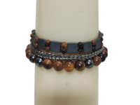 Set of 3 Bracelet – Imported Iron chain, 8mm Tiger Eye Stone, Pyrite Stone, Squire - Matte Pyrite Stone with 4mm Glass Beads